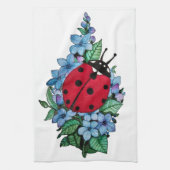 Wasserfarbener Niedlicher Ladybird mit blauen Blum Geschirrtuch (Vertikal)