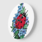 Wasserfarbener Niedlicher Ladybird mit blauen Blum Große Wanduhr (Winkel)