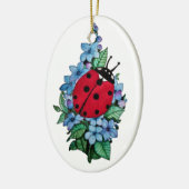 Wasserfarbener Niedlicher Ladybird mit blauen Blum Keramik Ornament (Links)
