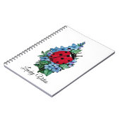Wasserfarbener Niedlicher Ladybird mit blauen Blum Notizblock (Linke Seite)