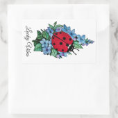 Wasserfarbener Niedlicher Ladybird mit blauen Blum Rechteckiger Aufkleber (Tasche)