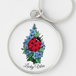 Wasserfarbener Niedlicher Ladybird mit blauen Blum Schlüsselanhänger