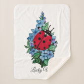 Wasserfarbener Niedlicher Ladybird mit blauen Blum Sherpadecke (Vorderseite)