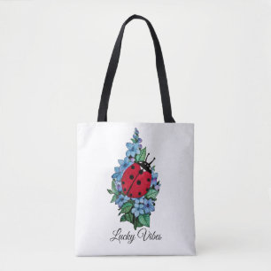 Wasserfarbener Niedlicher Ladybird mit blauen Blum Tasche