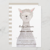 Wasserfarbener niedlicher Lama. Funny alpaca baby Einladung (Vorne/Hinten)