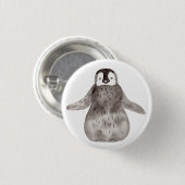 Wasserfarbener Niedlicher Pinguin Button (Vorne & Hinten)