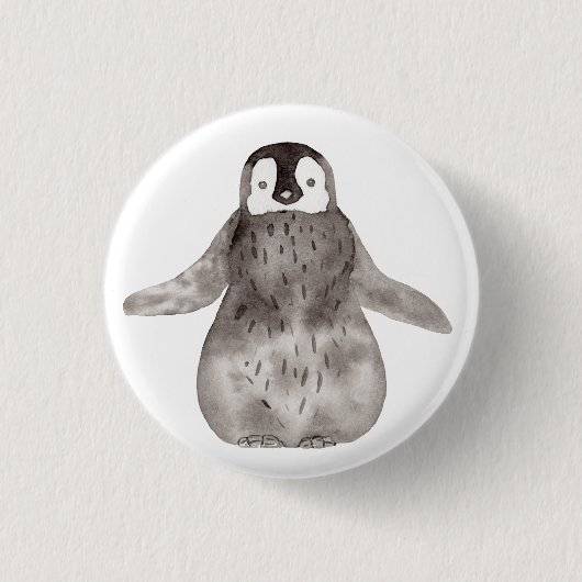 Wasserfarbener Niedlicher Pinguin Button (Vorderseite)
