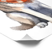 Wasserfarbener Niedlicher sibirischer Husky-Hund Fotodruck (Ecke)