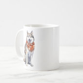 Wasserfarbener Niedlicher sibirischer Husky-Hund Kaffeetasse (Vorderseite Links)