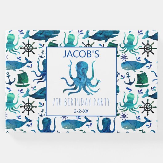 Wasserfarbener Oktopus Gästebuch (Vorderseite)