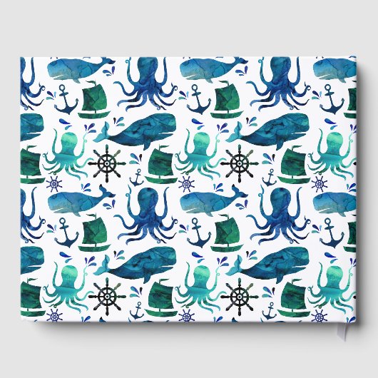 Wasserfarbener Oktopus Gästebuch (Rückseite)