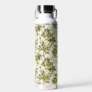 Wasserfarbener Olivenzweig-Muster Mediterran Trinkflasche