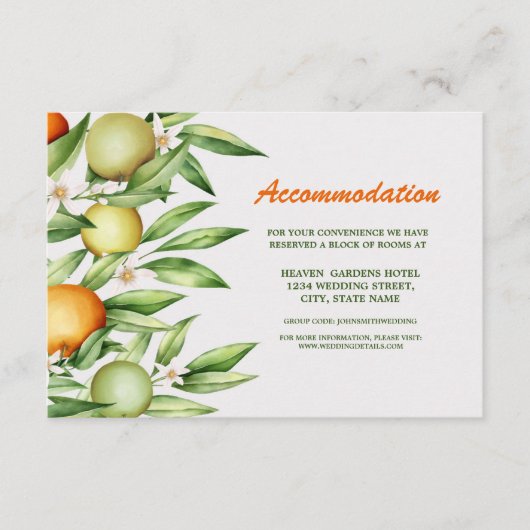 Wasserfarbener Orangenfrüchtezeitraum Begleitkarte (Vorderseite)