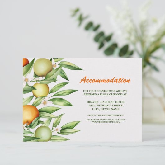 Wasserfarbener Orangenfrüchtezeitraum Begleitkarte (Stehend Vorderseite)