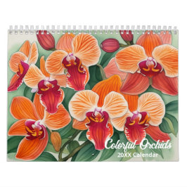 Wasserfarbener Orchid Botanischer Kalender