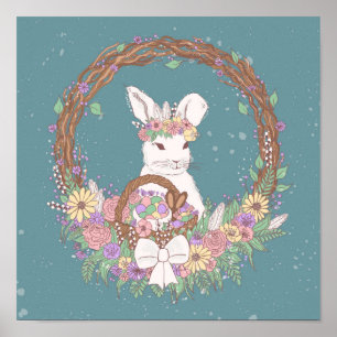 Wasserfarbener Oster Bunny Frische Pasta machen Poster
