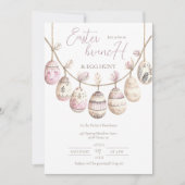 Wasserfarbener Osterbrunch mit Pysanky Egg Hunt Einladung (Vorderseite)