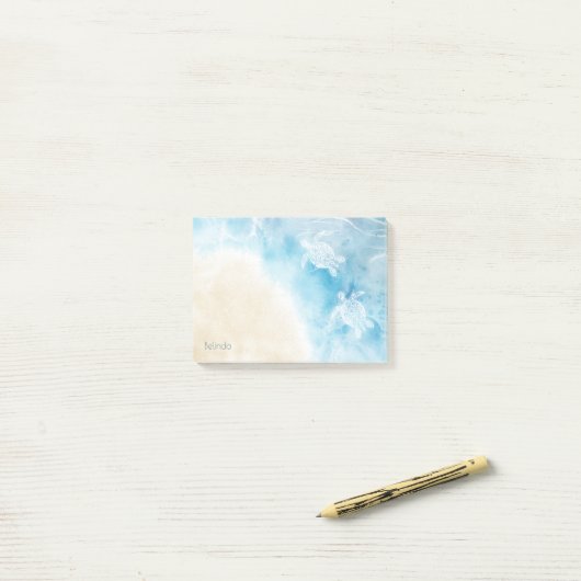 Wasserfarbener Ozean Post-it Klebezettel (Auf Schreibtisch)