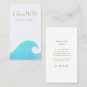 Wasserfarbener Ozean Wave Coastal Real Anwesen Visitenkarte (Vorne/Hinten)