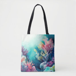 WASSERFARBENER OZEANBODEN MIT CORAL REEF-PFLANZE TASCHE