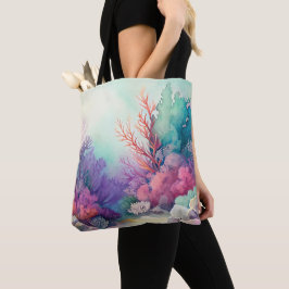 WASSERFARBENER OZEANBODEN MIT CORAL REEF-PFLANZE TASCHE