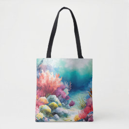 WASSERFARBENER OZEANBODEN MIT CORAL REEF-PFLANZE TASCHE