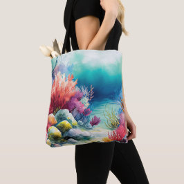 WASSERFARBENER OZEANBODEN MIT CORAL REEF-PFLANZE TASCHE
