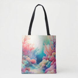 WASSERFARBENER OZEANBODEN MIT CORAL REEF-PFLANZE TASCHE