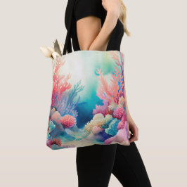 WASSERFARBENER OZEANBODEN MIT CORAL REEF-PFLANZE TASCHE