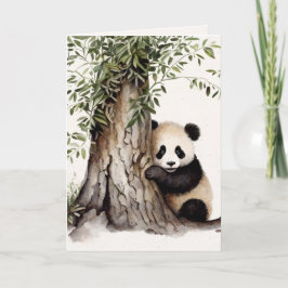 Wasserfarbener Panda-Bär nach Baum Karte