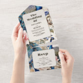 Wasserfarbener Pfauenpfau Chinoiserie All In One Einladung (Abreißen)