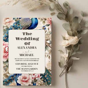 Wasserfarbener Pfauenpfau Chinoiserie Einladung