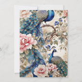 Wasserfarbener Pfauenpfau Chinoiserie Save The Date (Rückseite)