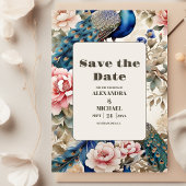 Wasserfarbener Pfauenpfau Chinoiserie Save The Date
