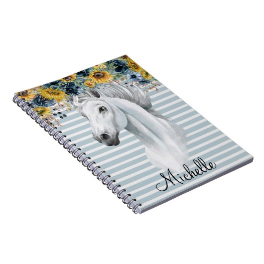 Wasserfarbener Pferdekopf mit Sonnenblumenname nac Notizblock (Rechte Seite)