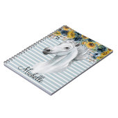 Wasserfarbener Pferdekopf mit Sonnenblumenname nac Notizblock (Linke Seite)