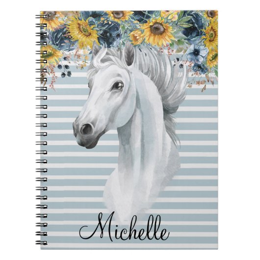 Wasserfarbener Pferdekopf mit Sonnenblumenname nac Notizblock (Vorderseite)