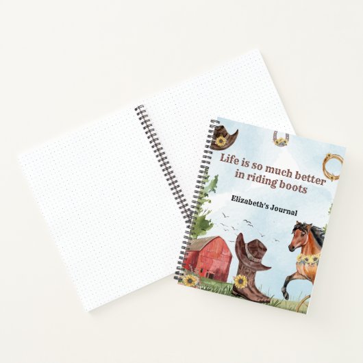 Wasserfarbener Pferderitt Landmädchen Notizblock (Innenseite)