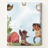 Wasserfarbener Pferderitt Landmädchen Notizblock (Rückseite)