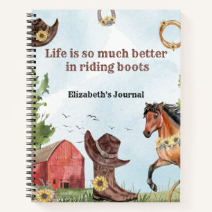 Wasserfarbener Pferderitt Landmädchen Notizblock