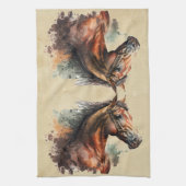 Wasserfarbener Pferdezuchtbetrieb Geschirrtuch (Vertikal)