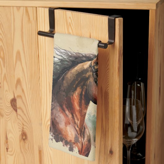 Wasserfarbener Pferdezuchtbetrieb Geschirrtuch (Drittel gefaltet)