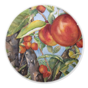 Wasserfarbener Pfirsichbaum Orchard Obsternte Keramikknauf