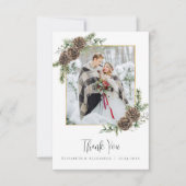 Wasserfarbener Pine Cone Elegantes Winter Hochzeit Dankeskarte (Vorderseite)