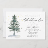 Wasserfarbener Pine Tree Chic Holiday Christmas Ev Einladung (Vorderseite)