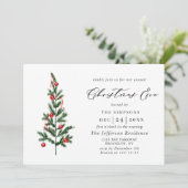 Wasserfarbener Pine Tree Chic Holiday Christmas Ev Einladung (Stehend Vorderseite)