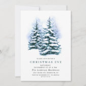 Wasserfarbener Pine Tree Chic Weihnachtsabend Einladung (Vorderseite)
