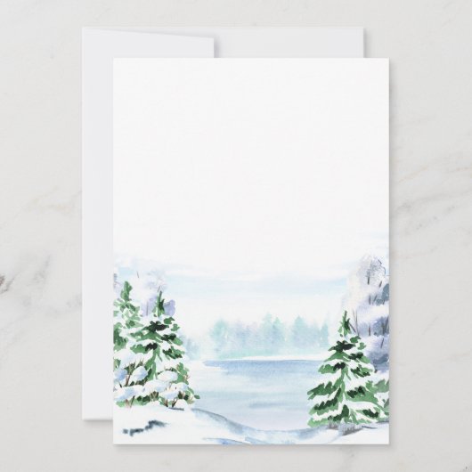 Wasserfarbener Pine Tree Chic Weihnachtsabend Einladung (Rückseite)