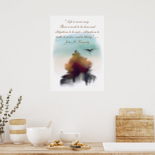 Wasserfarbener Pine Tree Fliegender Adler Landscha Poster (Küche)