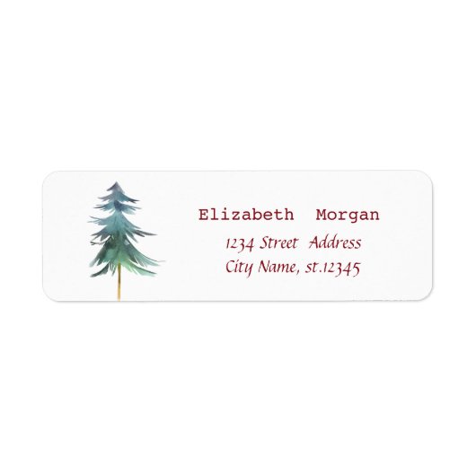 Wasserfarbener Pine Tree Frohe Weihnachten (Vorne)